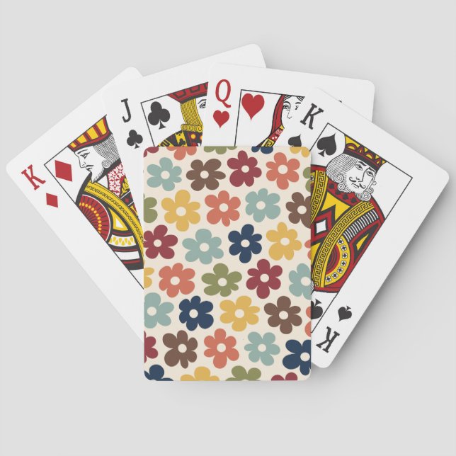 Blommönstret Färgfull retro Casinokort (Baksidan)