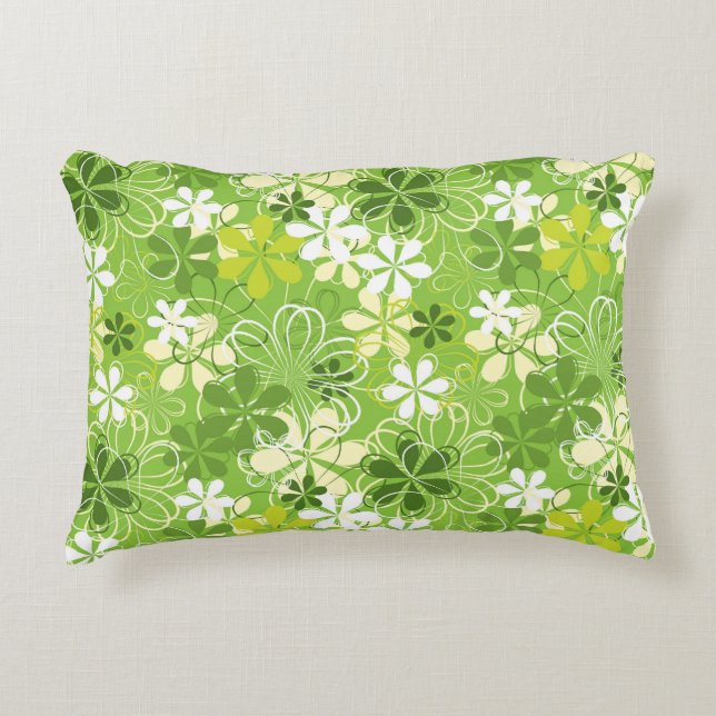 Blommönstret Färgkonsthämtning - natur Prydnadskudde (Framsidan)