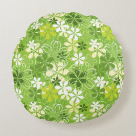 Blommönstret Färgkonsthämtning - natur Rund Kudde