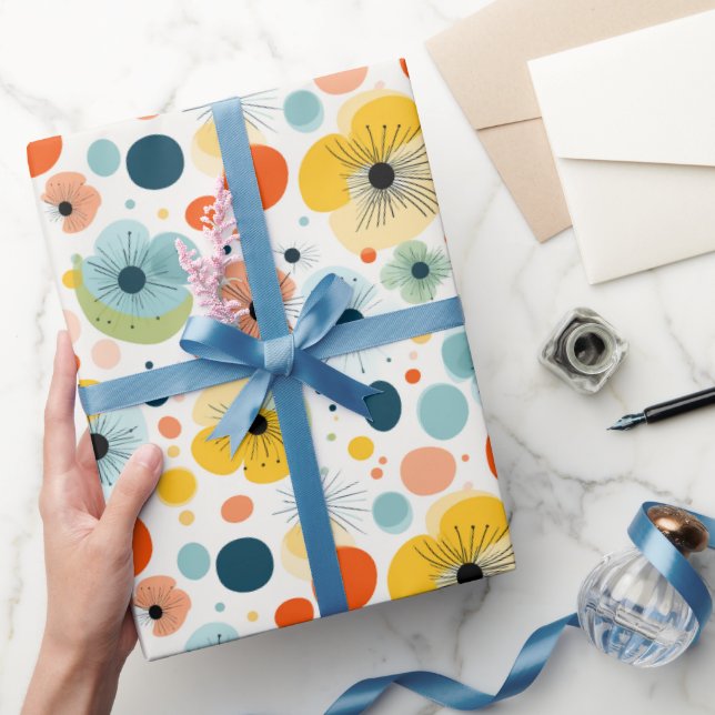 Blommönstret Figursättning av  med färgstark Abstr Presentpapper (Gifting)