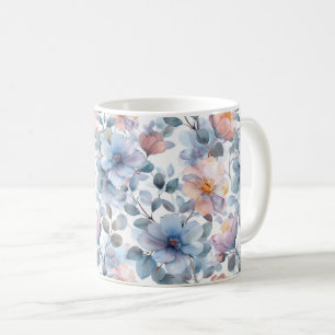Blommönstret Fintvätt i pastel färg Kaffemugg