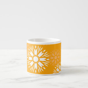 Blommönstret Flower Retro för Groovy Orange Daisy  Espressomugg