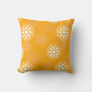 Blommönstret Flower Retro för Groovy Orange Daisy Kudde
