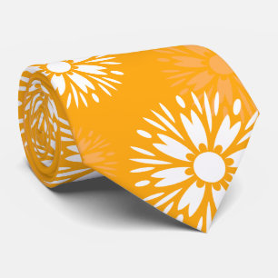 Blommönstret Flower Retro för Groovy Orange Daisy  Slips