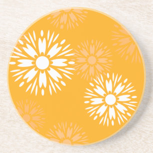 Blommönstret Flower Retro för Groovy Orange Daisy Underlägg
