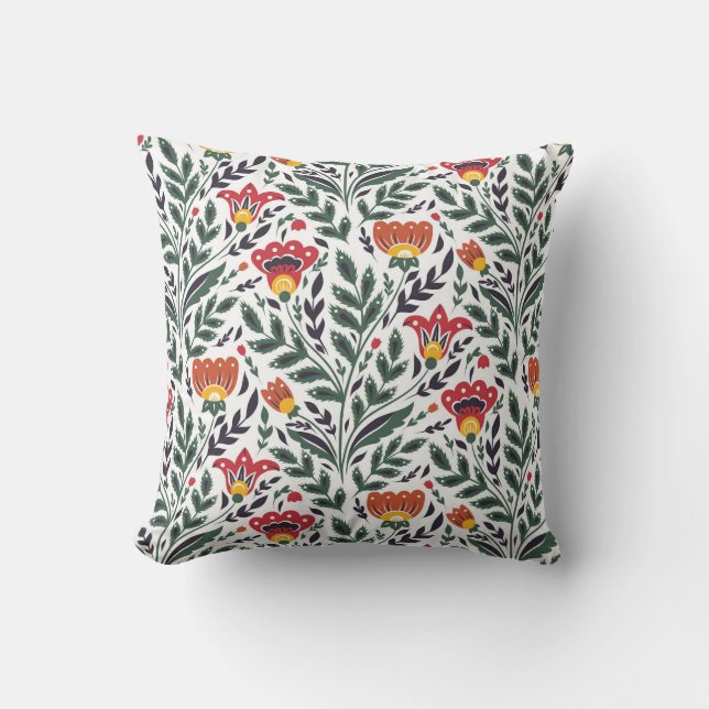 Blommönstret Folk art Kudde (Framsida)