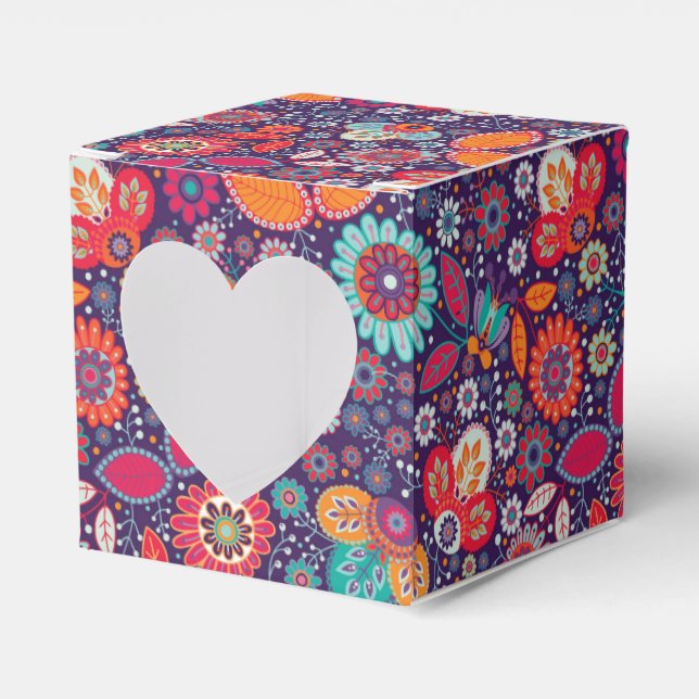 Blommönstret för färgstark batikillustration av na presentaskar (Framsidan Sidan)