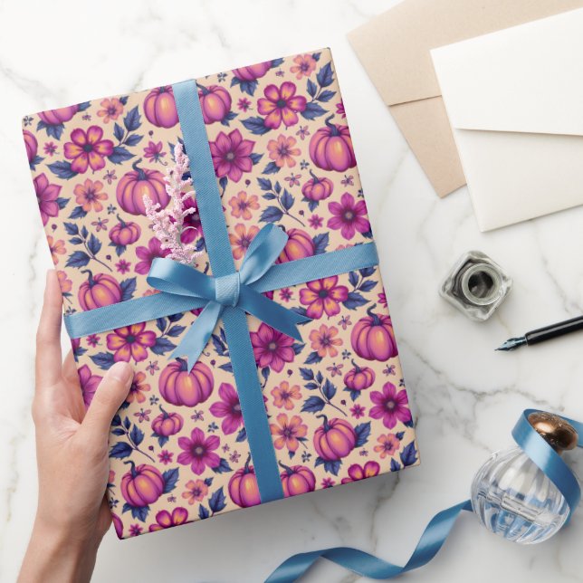 Blommönstret för höstblommor och blomsterfärger presentpapper (Gifting)