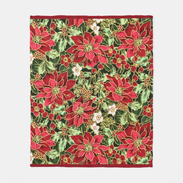 Blommönstret för julfilt fleecefilt (Framsidan)