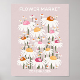 Blommönstret för Rosa på världsmarknaden i Köpenh Poster