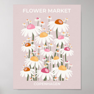 Blommönstret för  Rosa på världsmarknaden i Köpenh Poster
