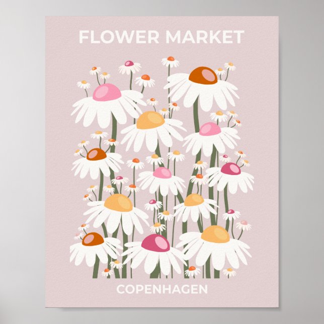 Blommönstret för  Rosa på världsmarknaden i Köpenh Poster (Framsidan)