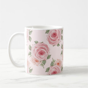blommönstret för trädgårdsodling i vintage rosa ro kaffemugg