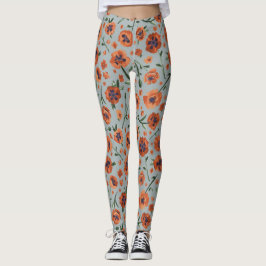 Blommönstret för vackra poppies leggings