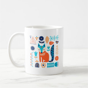 Blommönstret Fox FolkArt   Natur Kaffemugg