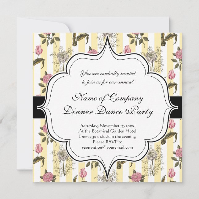 Blommönstret Gammal engelska Garden Vintage Inbjudningar (Framsida)