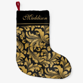 Blommönstret Goth Black och Guld Liten Julstrumpa