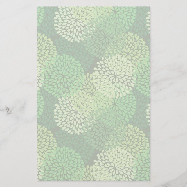 blommönstret Grönt Brevpapper (Framsida)