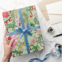 Blommönstret grönt - figursättning Pappert