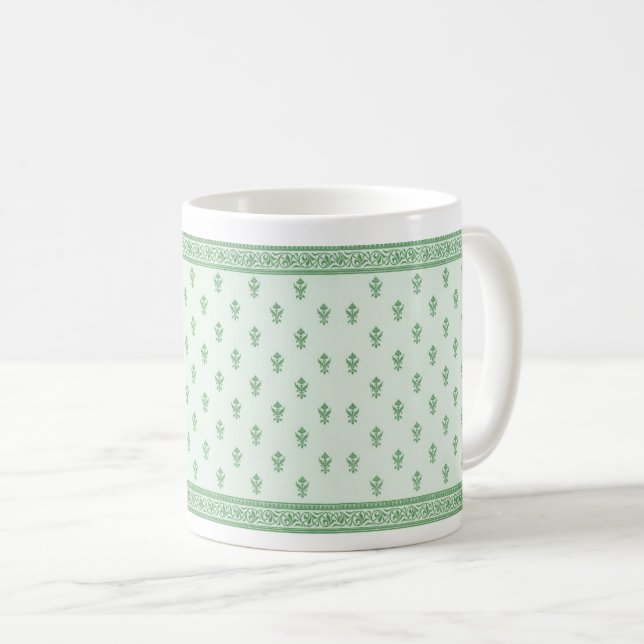 Blommönstret grönt kaffemugg (Framsida höger)
