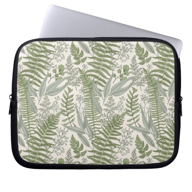Blommönstret grönt Leafy Garden Laptop Fodral (Framsidan)