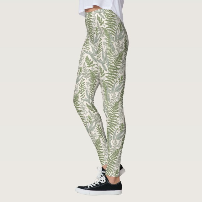 Blommönstret grönt Leafy Garden Leggings (Vänster)