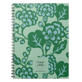 Blommönstret grönt och blå vibrant och fetstil anteckningsbok