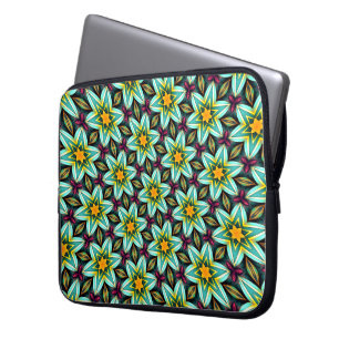Blommönstret grönt Stars Laptop Fodral