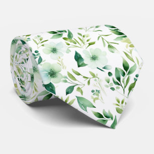 Blommönstret grönt vattenfärg slips