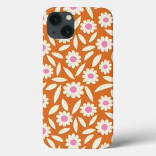 Blommönstret Groovy Retro-Daisy på orange