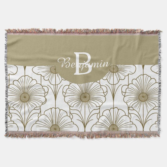 Blommönstret guld Thrid Blanket Filt (Framsidan)