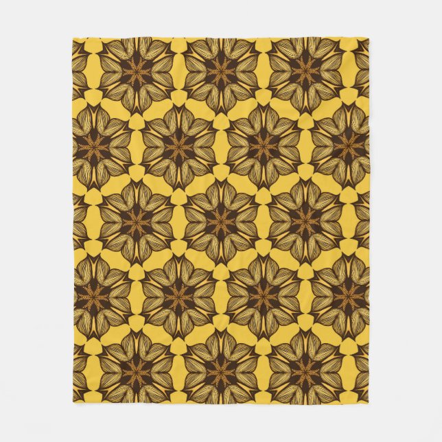 Blommönstret gult Abstrakt Fleecefilt (Framsidan)