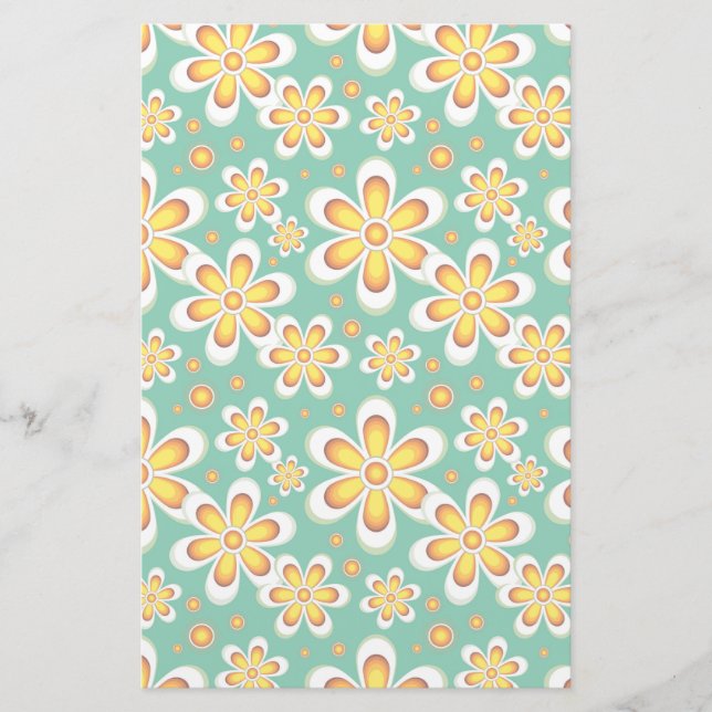 Blommönstret gult brevpapper (Framsida)