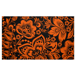 Blommönstret Halloween Orange Black Background Tyg
