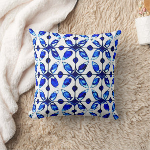 Blommönstret Indigo Tiles, Abstrakt Kudde