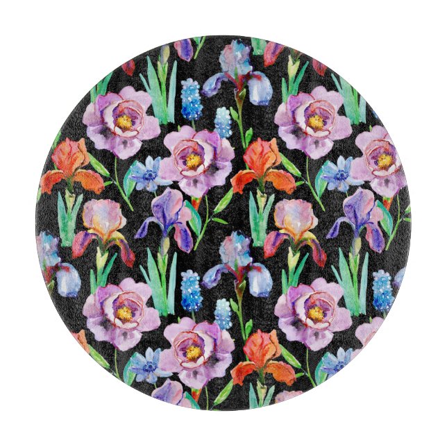 Blommönstret Iris Peony Watercolor (Framsidan)