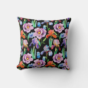 Blommönstret Iris Peony Watercolor Kudde