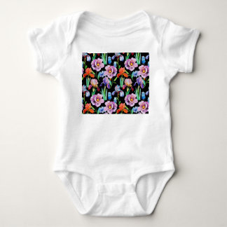 Blommönstret Iris Peony Watercolor T Shirt