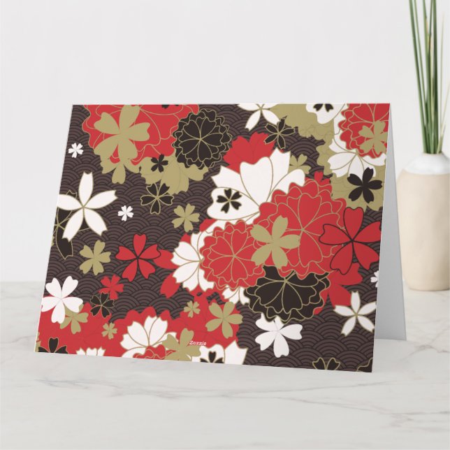 Blommönstret Japansk Sakura Art Elegant Kort (Baksida)
