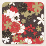 Blommönstret Japansk Sakura Art Vintage Underlägg Papper Kvadrat<br><div class="desc">Kvadratisk papper underlägg med japansk sakura sömlös konst.</div>