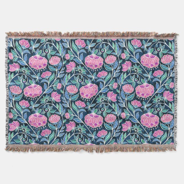 Blommönstret Jewel Toned Boho Chalk Chintz Filt (Framsidan)