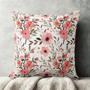 Blommönstret Jokblommor med röd Elegant vintage Kudde