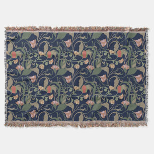 Blommönstret Klassiskt antique Blue Art nouveau Filt