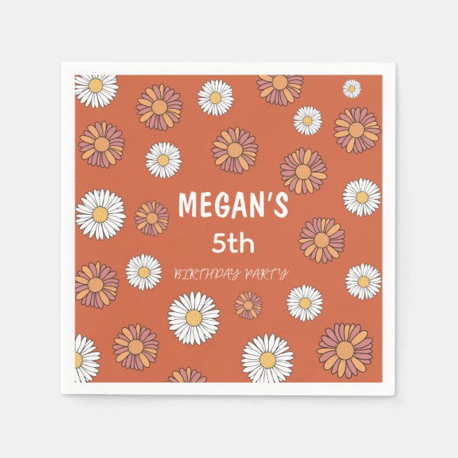 Blommönstret Klistra in Rosa och Orange Pappersservett (Framsidan)
