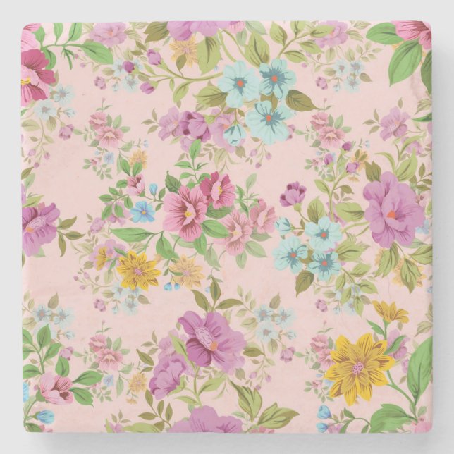 Blommönstret Klistra in vintage Stenunderlägg (Framsidan)