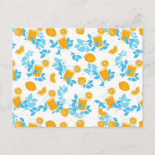 Blommönstret Lemon och Lemonade Blue Vykort