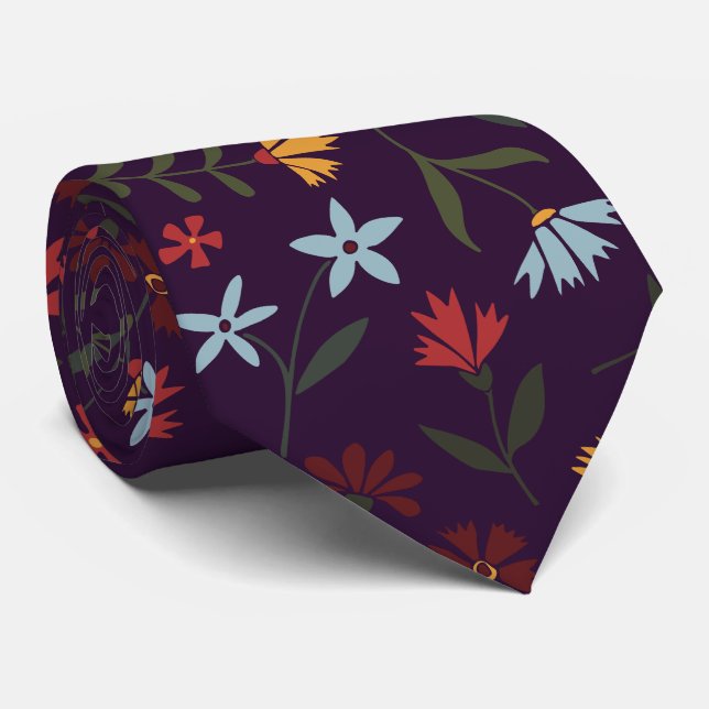 Blommönstret Lila för elegant vattenfärg Slips (Rullad)