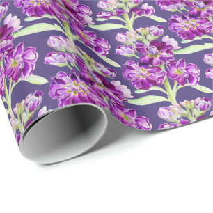 blommönstret Lila lagrar vattenfärgsblomma Presentpapper