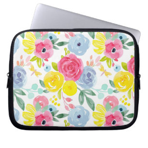 Blommönstret Ljusfärgat vattenfärgat  Laptop Fodral