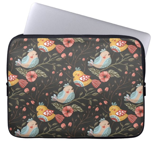 Blommönstret Loving Boho Birds Laptop Fodral (Framsidan)